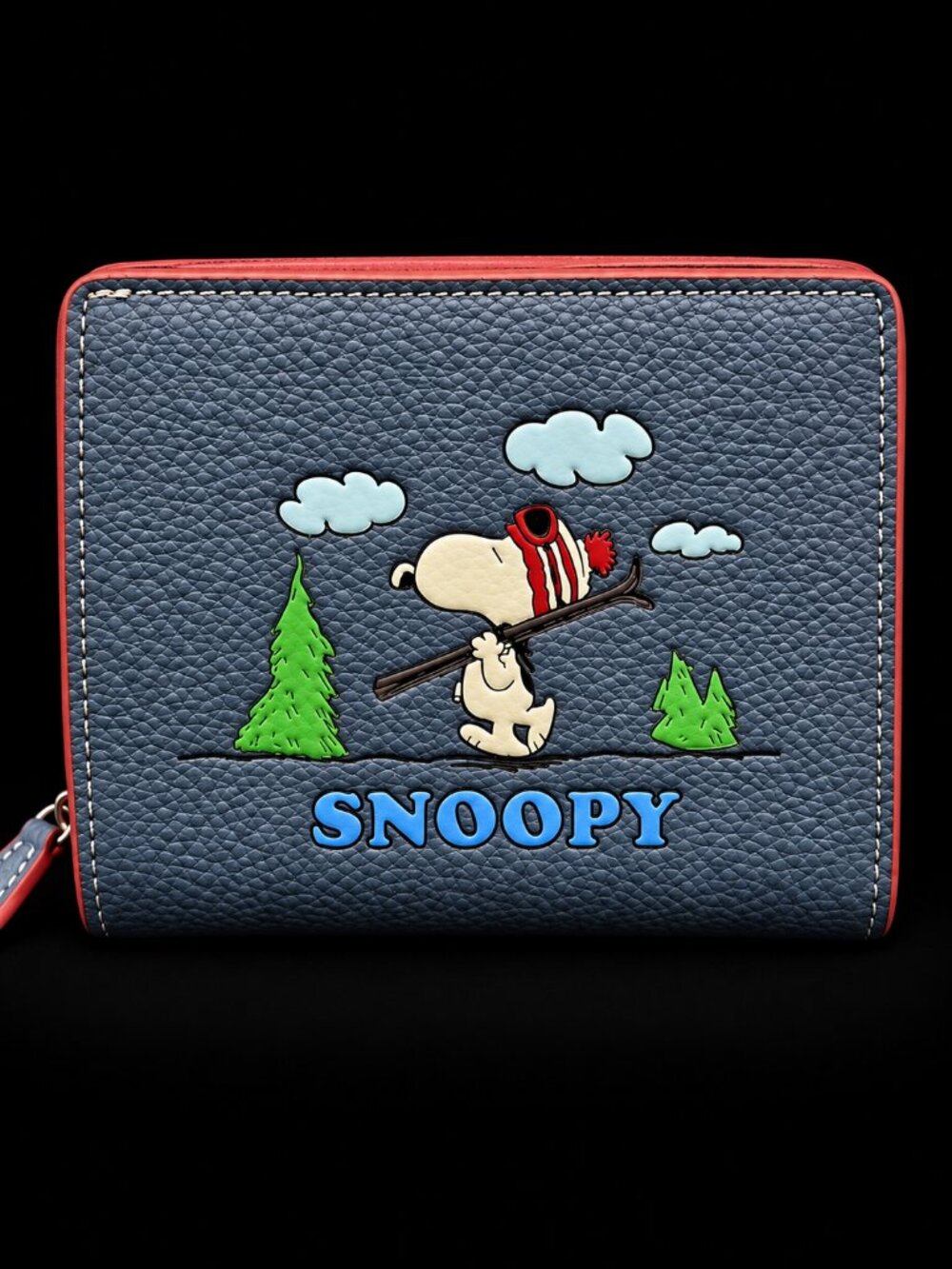 COACH x PEANUTS Snoopy Ski Motif Snap Wallet Denim Blue Multi CF251
